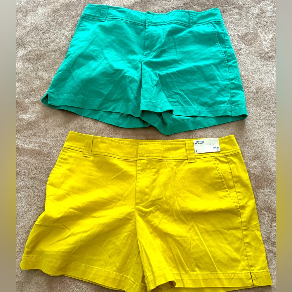 (Sold together) New York & Co Vibrant Women's Shorts Set -Teal and Yellow size 8